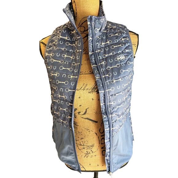 Ariat Tek Vest Ariatkek Quilted Riding Barn Vest Blue Snaffle Bit Pattern XS - Picture 12 of 12
